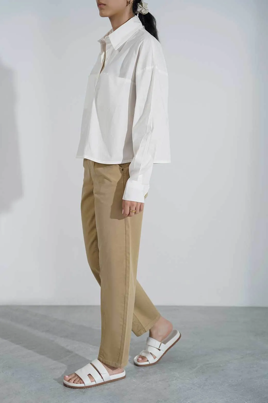 CROPPED BUTTON DOWN SHIRT