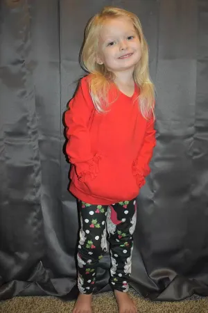 DLH2806 Red long sleeve pocket top Christmas legging girls sets