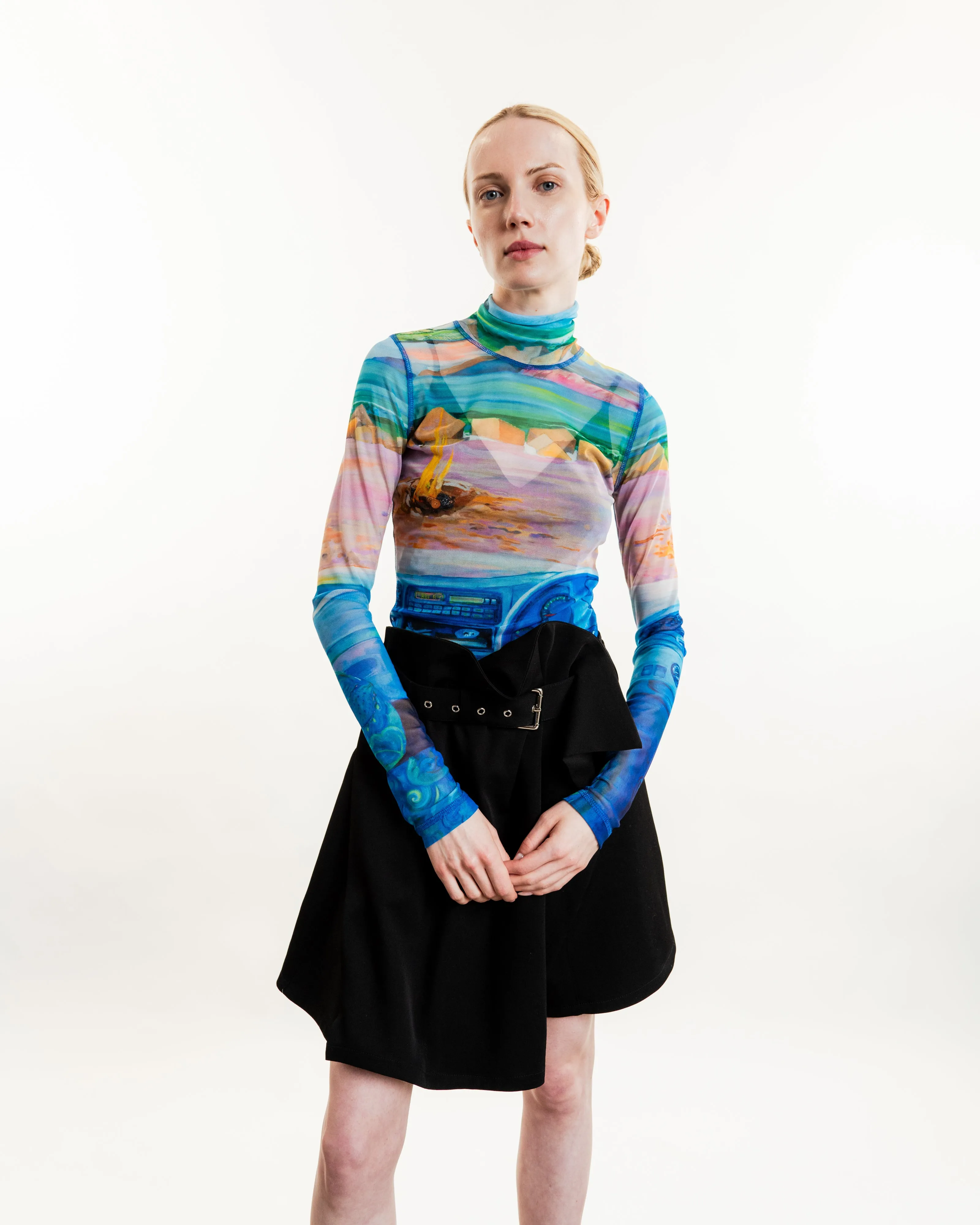 Sheer Long-Sleeve Turtleneck